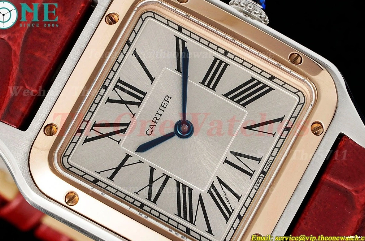 Quartz LE Dumont Silver Dial Wine Santos Red AF RG 0420